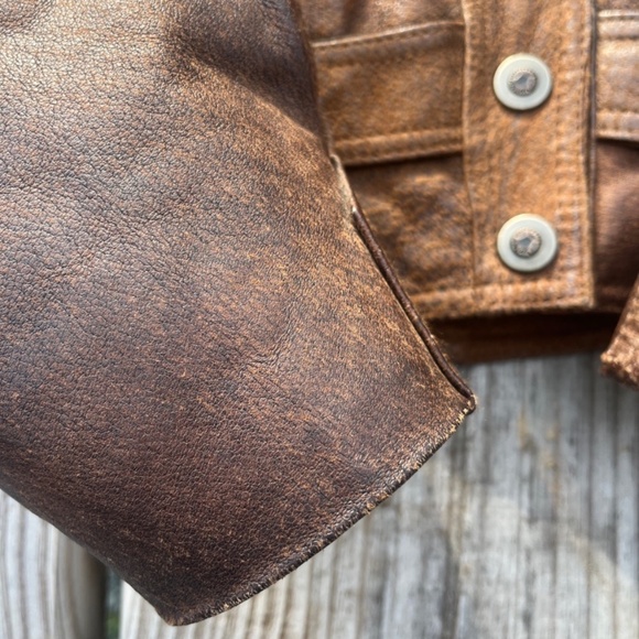 Vintage 80’s brown leather jacket sz Med - Picture 4 of 16